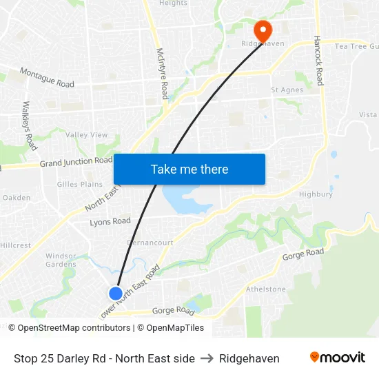 Stop 25 Darley Rd - North East side to Ridgehaven map