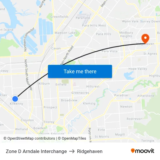 Zone D Arndale Interchange to Ridgehaven map