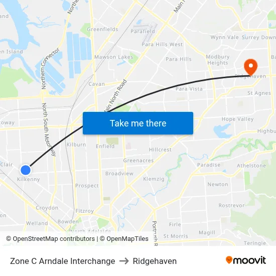 Zone C Arndale Interchange to Ridgehaven map