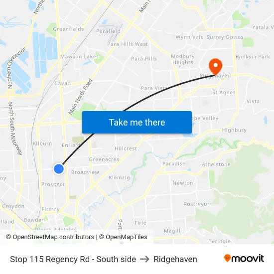 Stop 115 Regency Rd - South side to Ridgehaven map