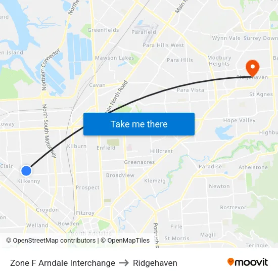 Zone F Arndale Interchange to Ridgehaven map