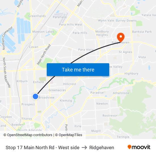 Stop 17 Main North Rd - West side to Ridgehaven map