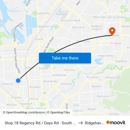 Stop 18 Regency Rd / Days Rd - South side to Ridgehaven map