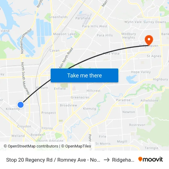 Stop 20 Regency Rd / Romney Ave - North side to Ridgehaven map