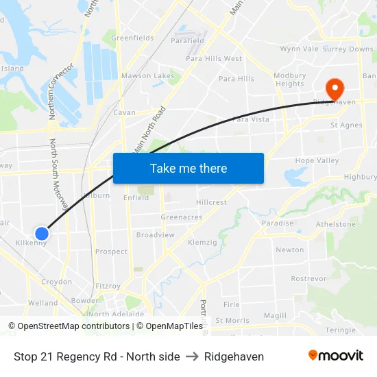 Stop 21 Regency Rd - North side to Ridgehaven map