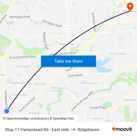 Stop 17 Hampstead Rd - East side to Ridgehaven map