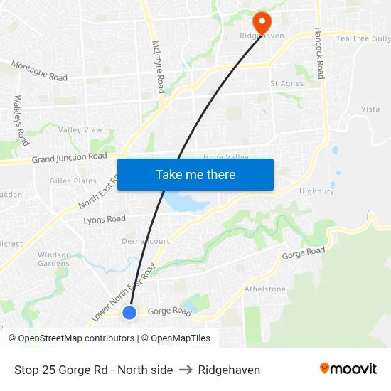 Stop 25 Gorge Rd - North side to Ridgehaven map