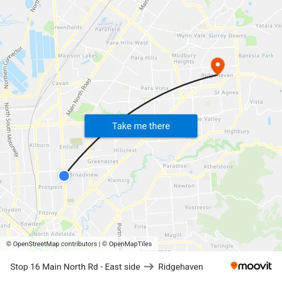 Stop 16 Main North Rd - East side to Ridgehaven map