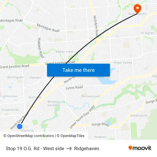 Stop 19 O.G. Rd - West side to Ridgehaven map
