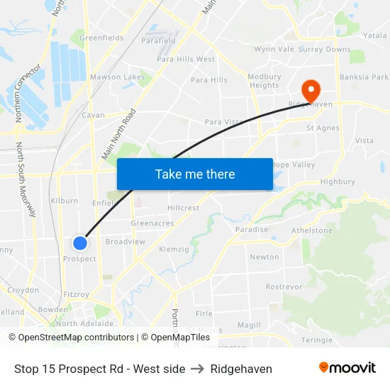 Stop 15 Prospect Rd - West side to Ridgehaven map