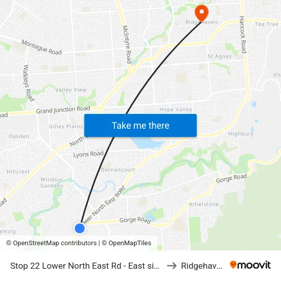 Stop 22 Lower North East Rd - East side to Ridgehaven map