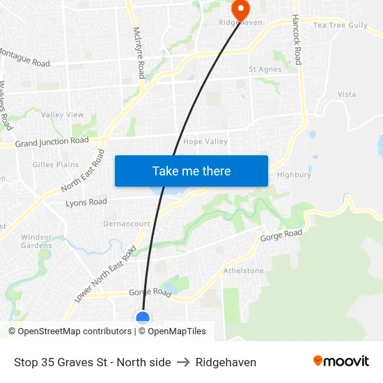 Stop 35 Graves St - North side to Ridgehaven map