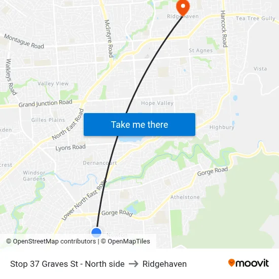Stop 37 Graves St - North side to Ridgehaven map