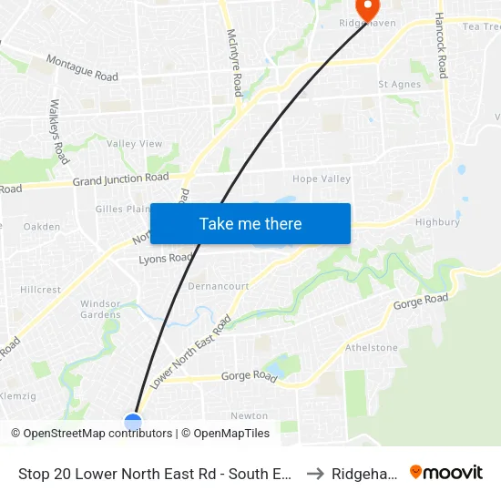 Stop 20 Lower North East Rd - South East side to Ridgehaven map
