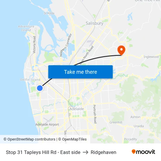 Stop 31 Tapleys Hill Rd - East side to Ridgehaven map