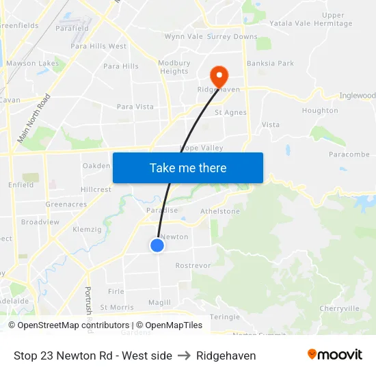Stop 23 Newton Rd - West side to Ridgehaven map