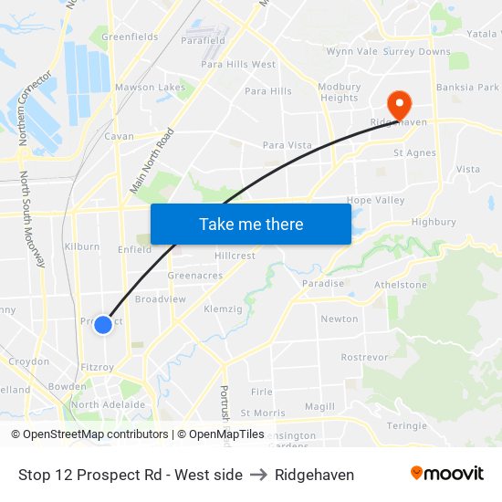 Stop 12 Prospect Rd - West side to Ridgehaven map