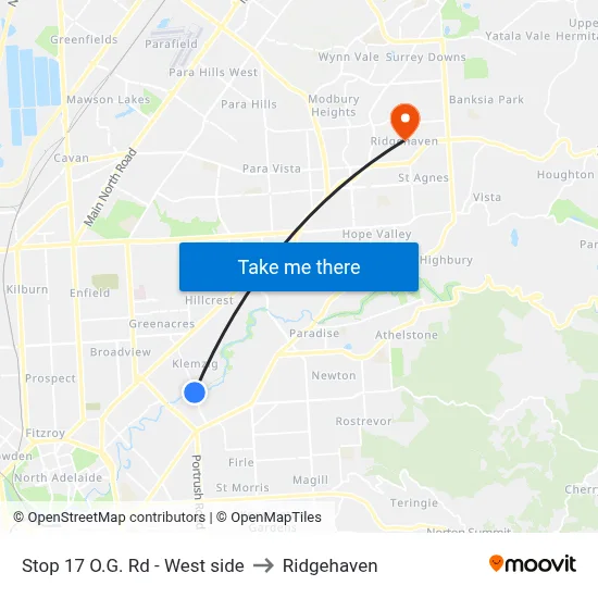 Stop 17 O.G. Rd - West side to Ridgehaven map