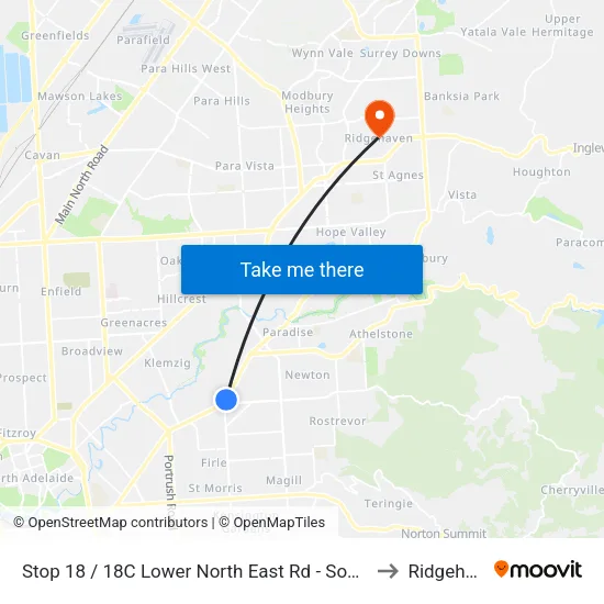 Stop 18 / 18C Lower North East Rd - South East side to Ridgehaven map