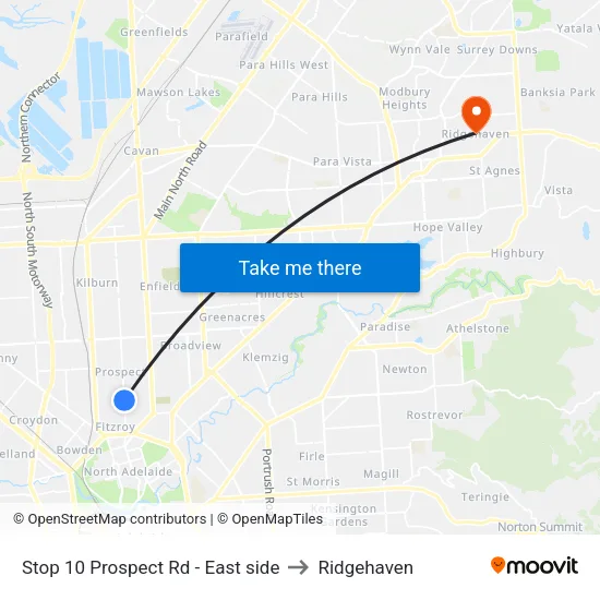 Stop 10 Prospect Rd - East side to Ridgehaven map