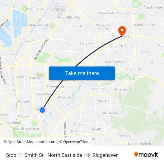 Stop 11 Smith St - North East side to Ridgehaven map
