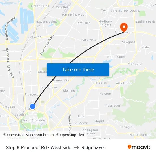 Stop 8 Prospect Rd - West side to Ridgehaven map