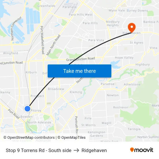 Stop 9 Torrens Rd - South side to Ridgehaven map
