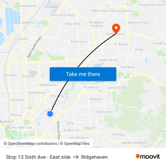 Stop 13 Sixth Ave - East side to Ridgehaven map
