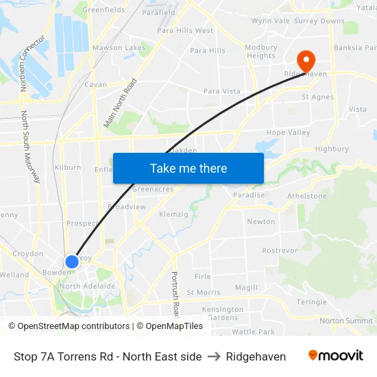 Stop 7A Torrens Rd - North East side to Ridgehaven map