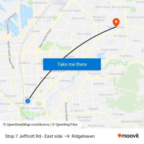 Stop 7 Jeffcott Rd - East side to Ridgehaven map