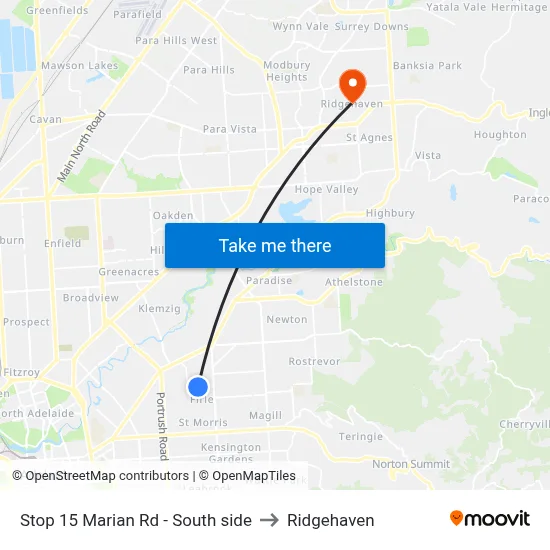 Stop 15 Marian Rd - South side to Ridgehaven map