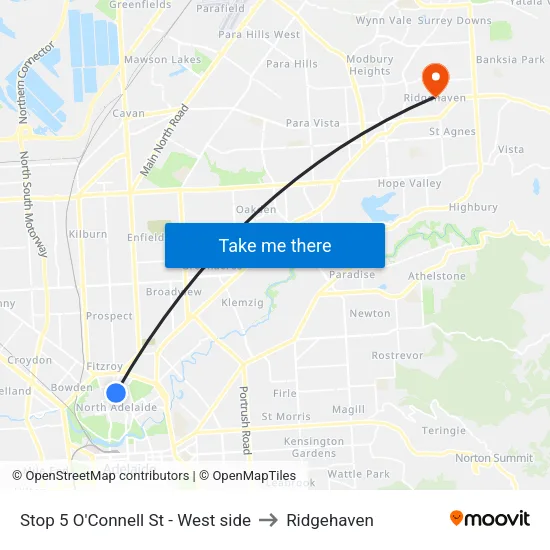 Stop 5 O'Connell St - West side to Ridgehaven map
