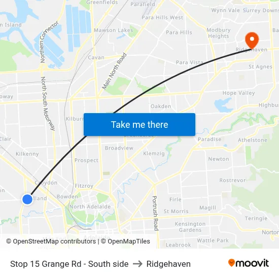 Stop 15 Grange Rd - South side to Ridgehaven map
