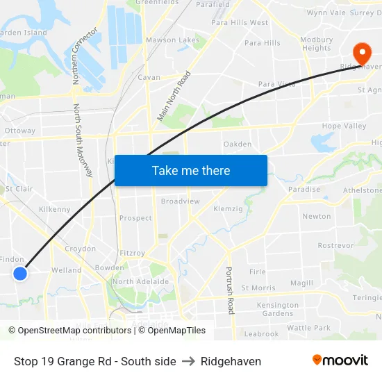 Stop 19 Grange Rd - South side to Ridgehaven map
