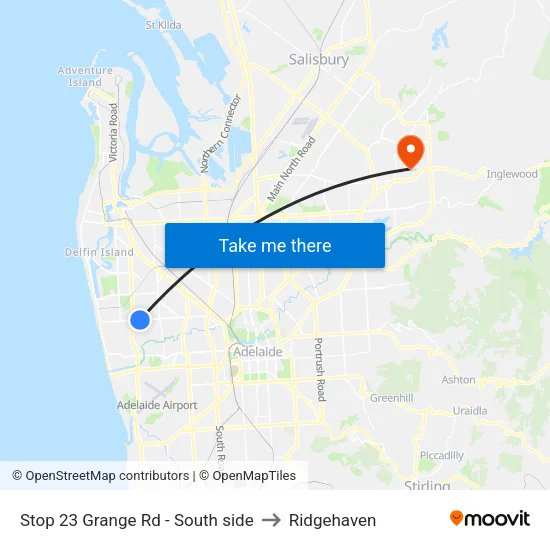 Stop 23 Grange Rd - South side to Ridgehaven map
