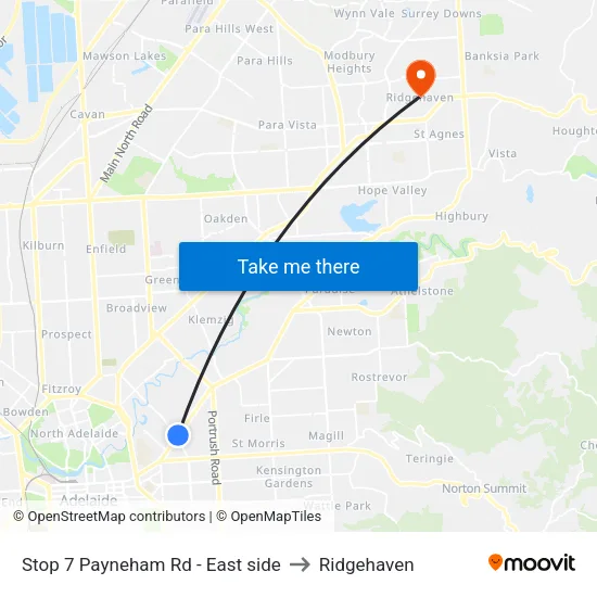 Stop 7 Payneham Rd - East side to Ridgehaven map