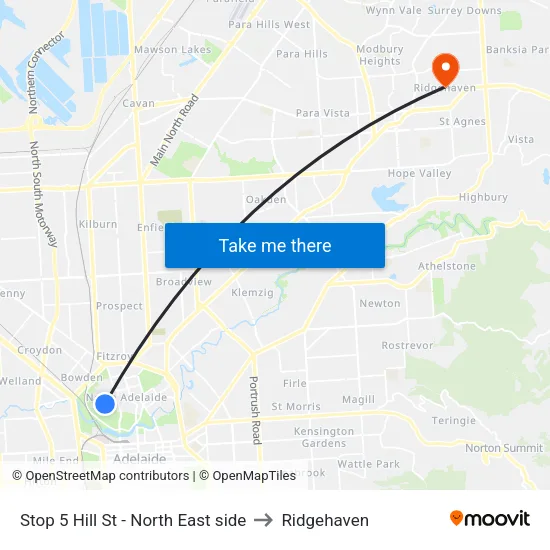 Stop 5 Hill St - North East side to Ridgehaven map