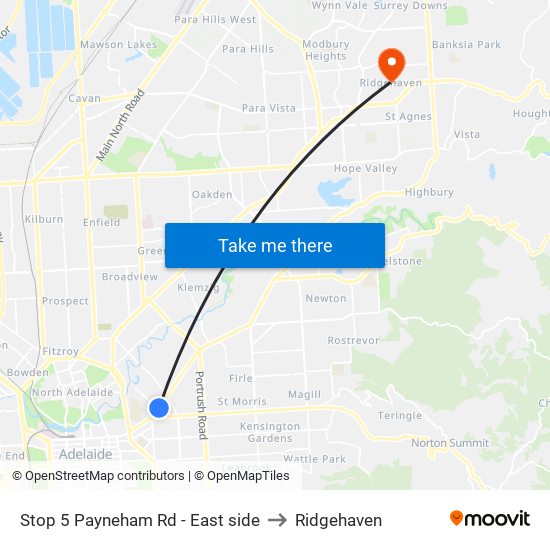 Stop 5 Payneham Rd - East side to Ridgehaven map