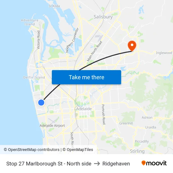 Stop 27 Marlborough St - North side to Ridgehaven map