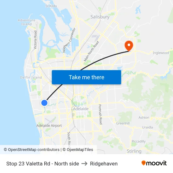 Stop 23 Valetta Rd - North side to Ridgehaven map