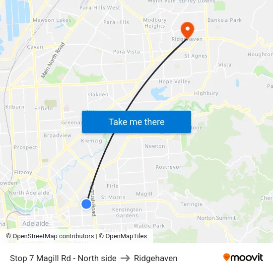 Stop 7 Magill Rd - North side to Ridgehaven map