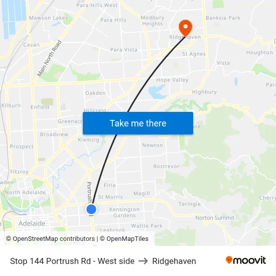 Stop 144 Portrush Rd - West side to Ridgehaven map