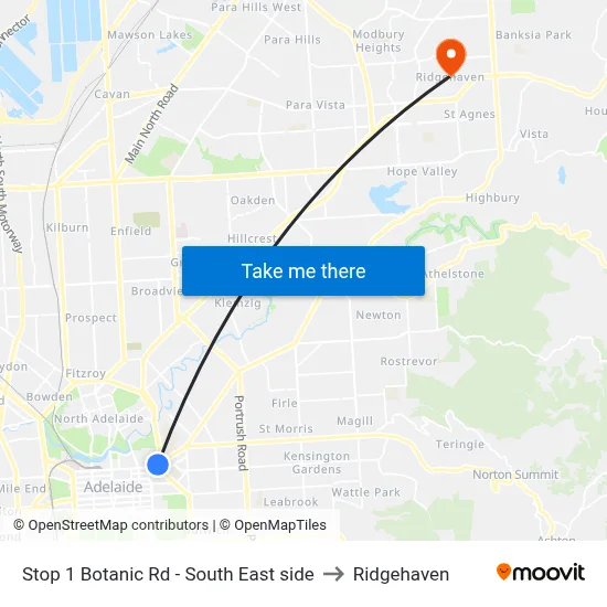 Stop 1 Botanic Rd - South East side to Ridgehaven map