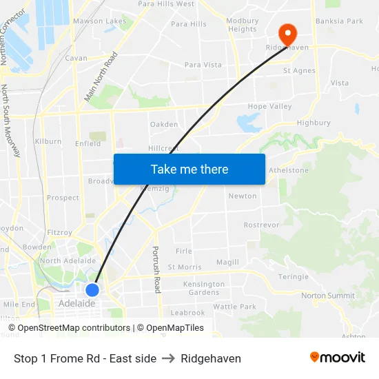 Stop 1 Frome Rd - East side to Ridgehaven map