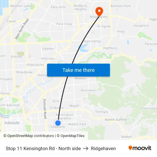 Stop 11 Kensington Rd - North side to Ridgehaven map