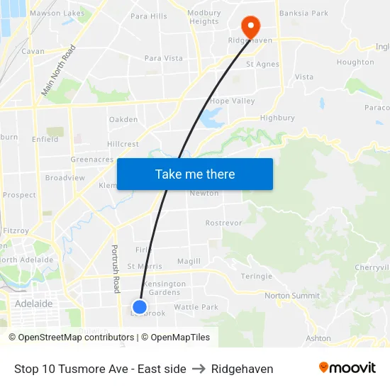 Stop 10 Tusmore Ave - East side to Ridgehaven map