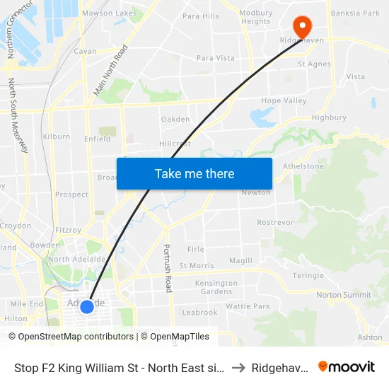 Stop F2 King William St - North East side to Ridgehaven map