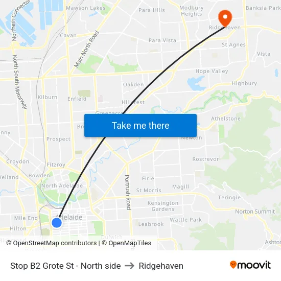 Stop B2 Grote St - North side to Ridgehaven map
