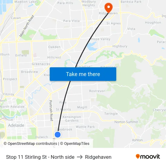 Stop 11 Stirling St - North side to Ridgehaven map