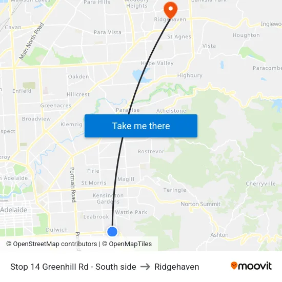Stop 14 Greenhill Rd - South side to Ridgehaven map